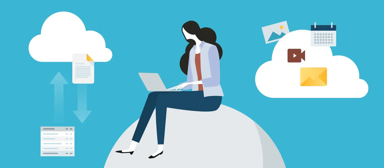 Ilustracion de una mujer trabajando en su computador