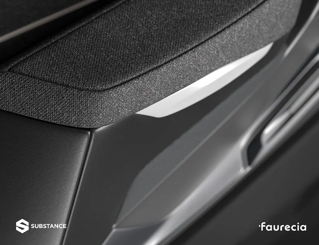 Texturas 3D de como quedaria el material de fabricacion en el asiento interior de un coche 