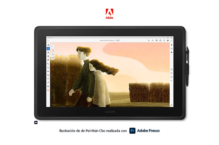 Ilustración digital de pareja tomados de la mano con Adobe Fresco