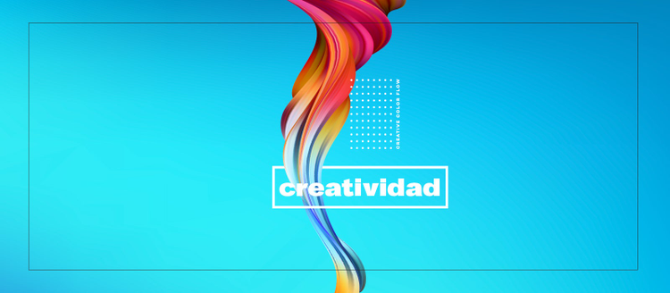tromba de colores sobre un fondo azul, creatividad en los programas de adobe