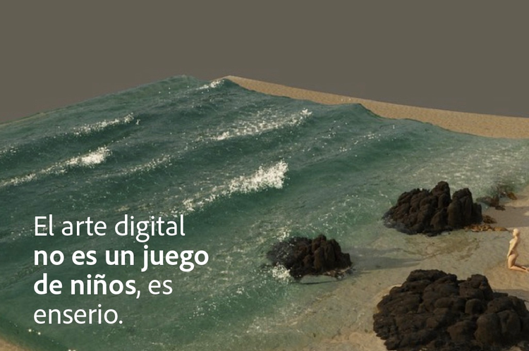 pieza de arte digital y nfts de una playa