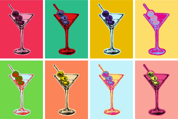 copas de Martini con colores en contraste tipos de composicion visual
