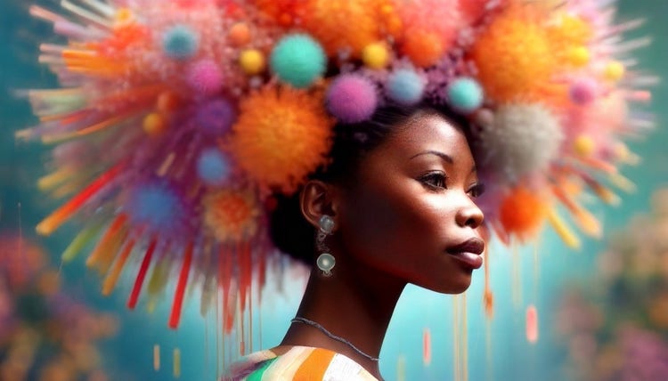 A person with colorful hair Description automatically generated