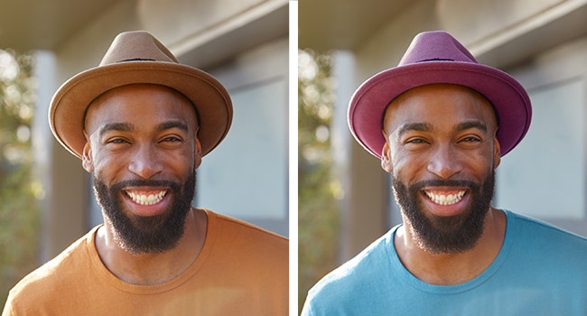 A collage of a person with a beard and a hat Description automatically generated