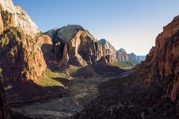 A picture containing mountain, outdoor, valley, nature Description automatically generated