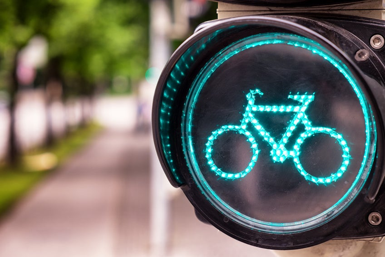 traffic light for bikes - close up