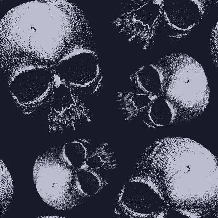 Grunge seamless pattern with skulls.  Hand drawn. Vector illustration.