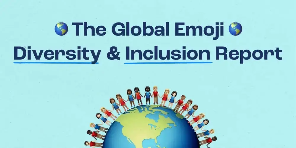 Illustrazione per il Global Emoji Diversity and Inclusion Report, che raffigura un mondo circondato da persone di etnie differenti.