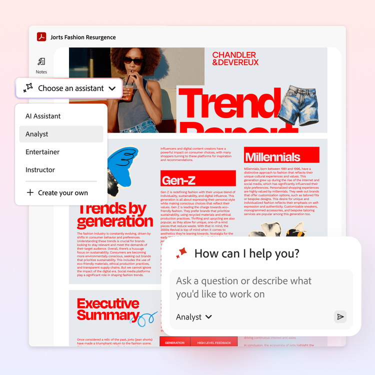Acrobat Studio page. Choose an assistant.