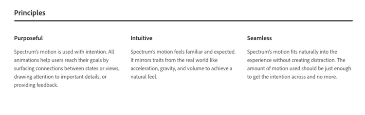 意図的、直感的、融和性に言及するSpectrumのモーションの原則。