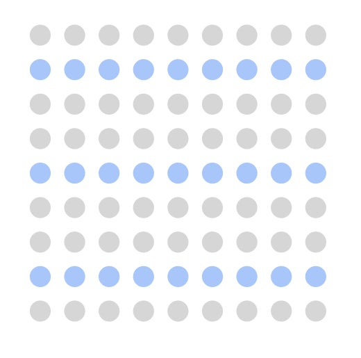 円の集合というより、灰色と青色の行を構成する円の画像。