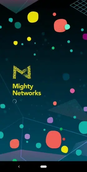 Mighty Networksのモバイルアプリのスプラッシュ画面にはカラフルな画像が表示される 出典: Invisionapp
