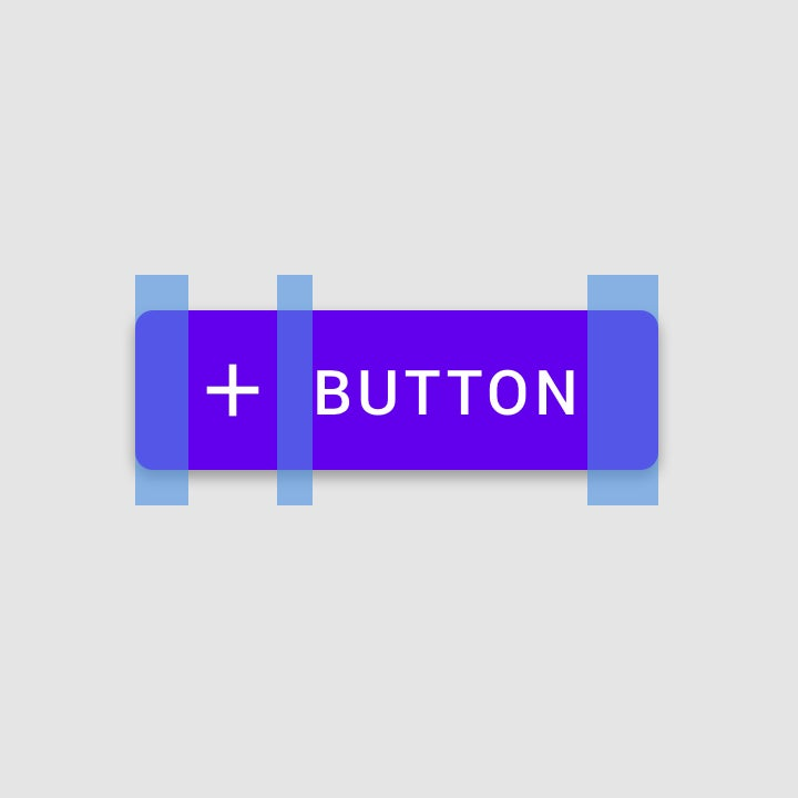 デモボタンに強調表示されたテキスト要素とアイコン要素の間のパディング。