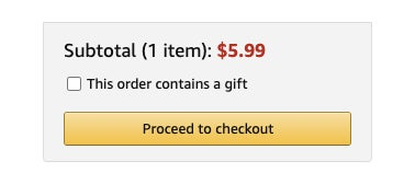 プライマリボタンの例には、Amazon.comでユーザーがカートに商品を追加したときに、サイドバーに表示される「レジに進む」ボタンが挙げられる。