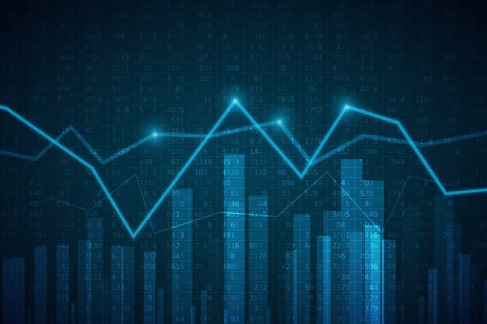 Digital graph in blue.