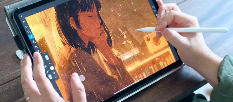 Photoshop iPad版で作業するげみさん