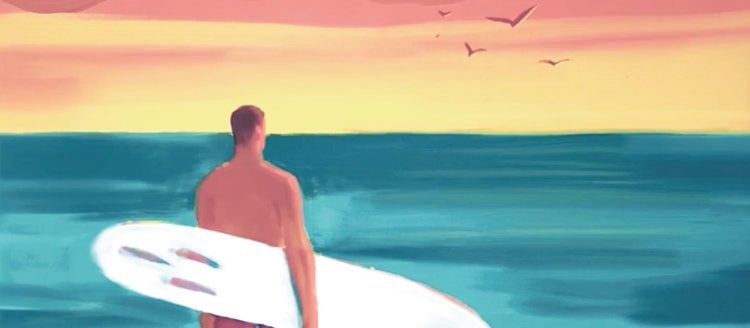 海にサーフィンボードを持っている男性
低い精度で自動的に生成された説明