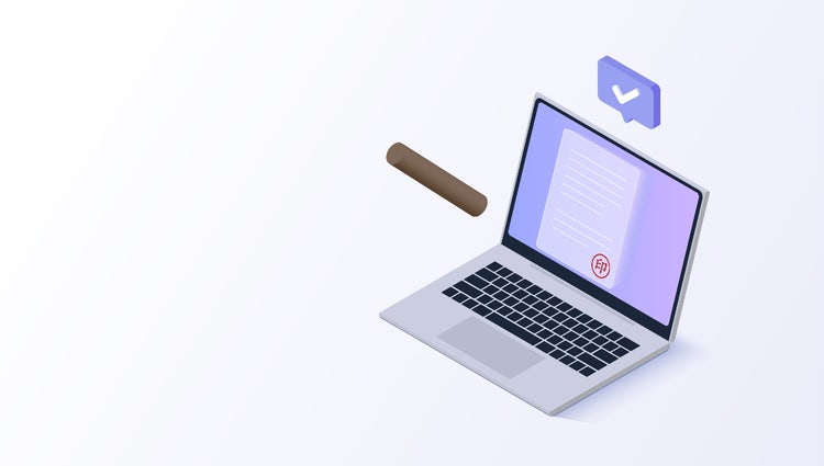 紙と印鑑の押印プロセスをデジタル化するイメージ図