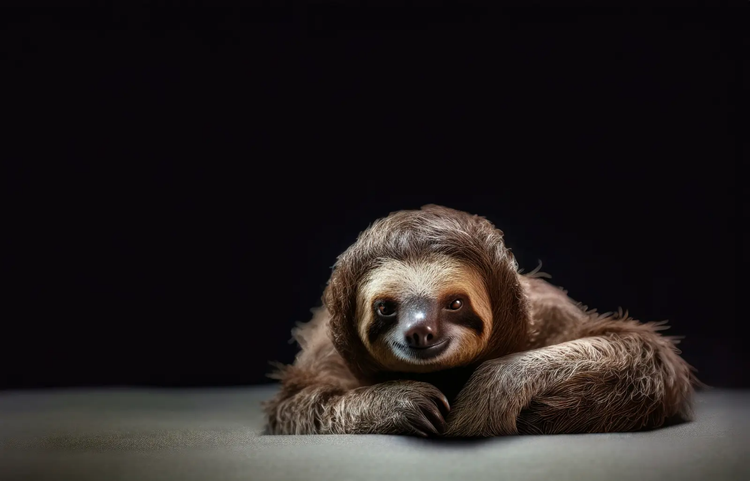 A sloth lying on its back Description automatically generated