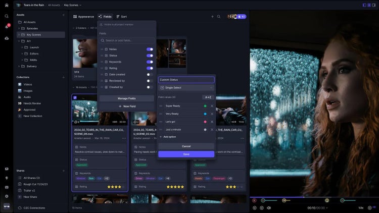 Frame.io Version 4（ベータ版）のカスタムステータス。