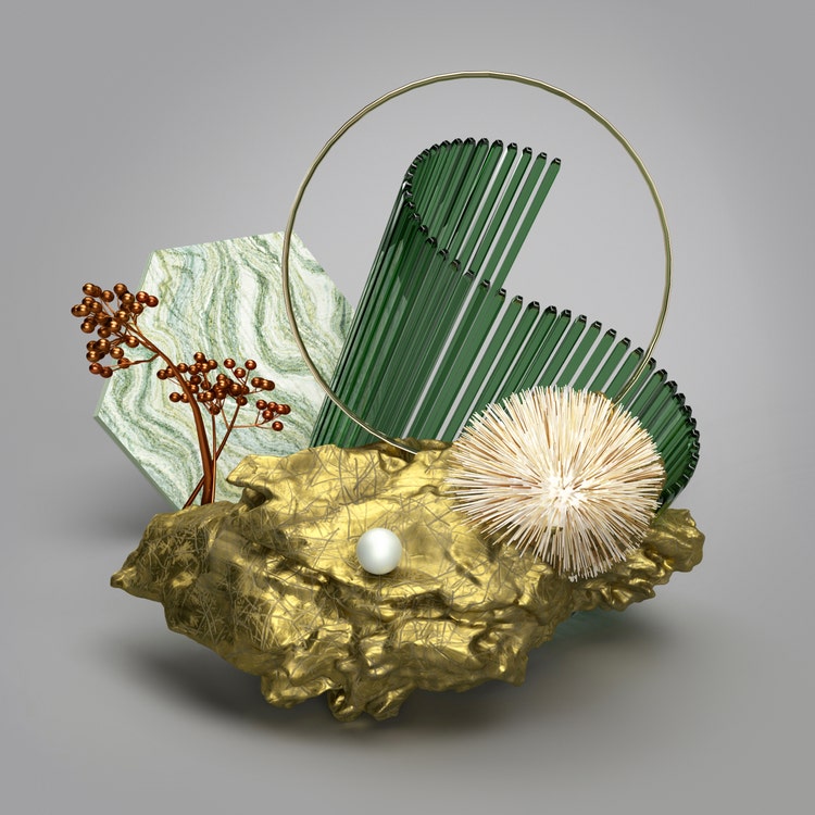 日本の生け花に触発された Dasha の 3D 作品。