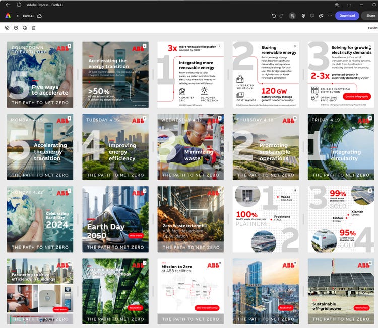Adobe Express を使用して作成された画像と広告のコラージュ。