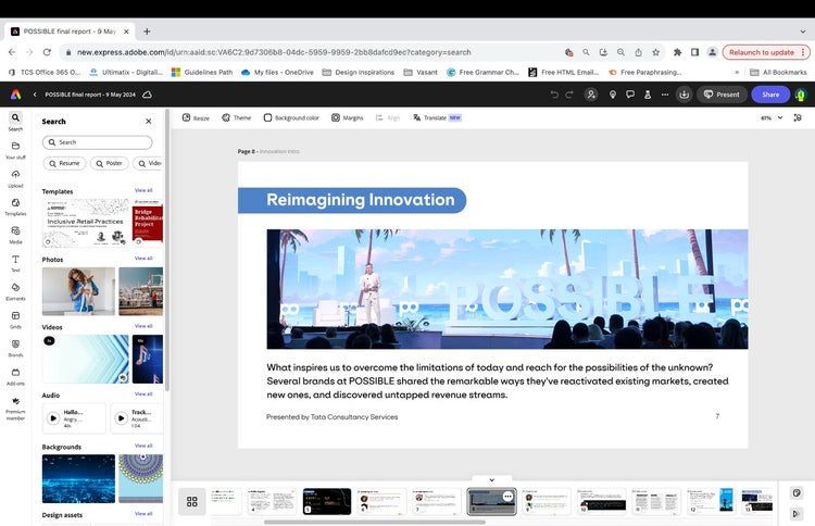 Screenshot of Tata Consultancy Services uses Adobe Firefly generative AI and Acrobat AI Assistant.