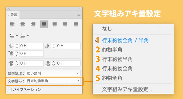 Illustrator|文字組みアキ量設定
