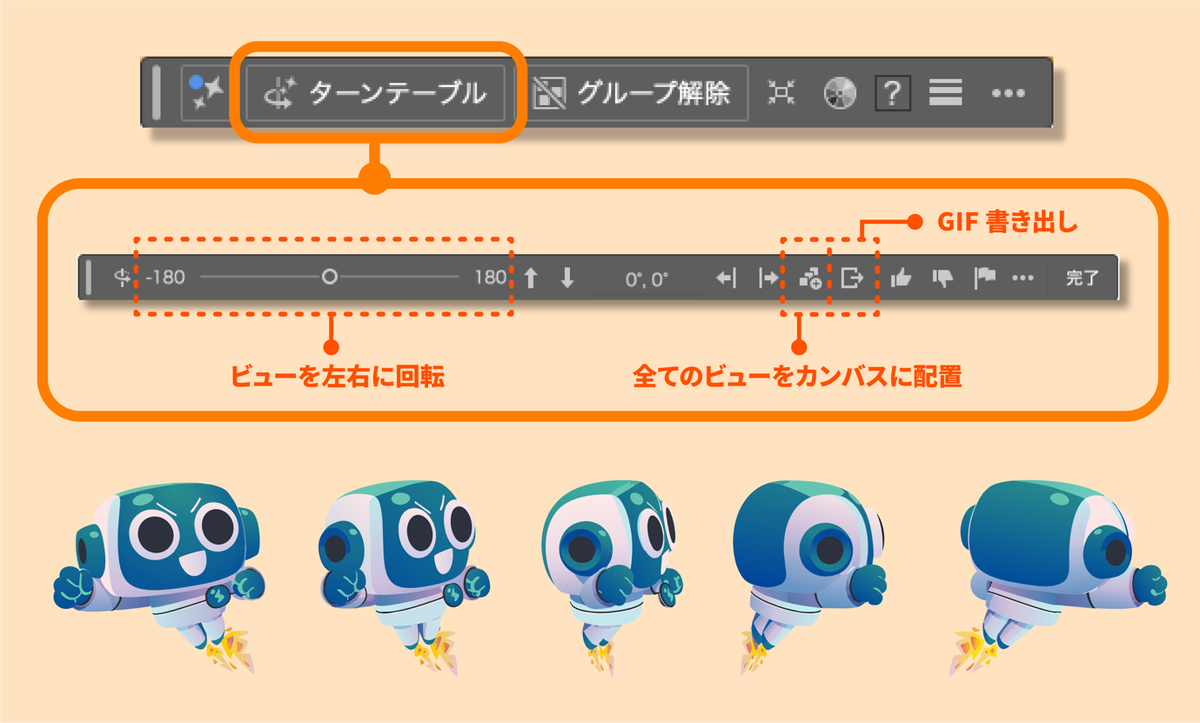 Turntable Contextual Task Bar 操作