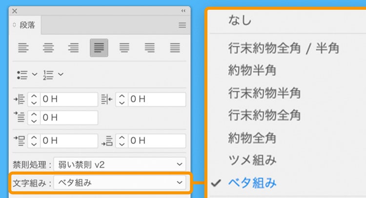 ベタ組み・段落