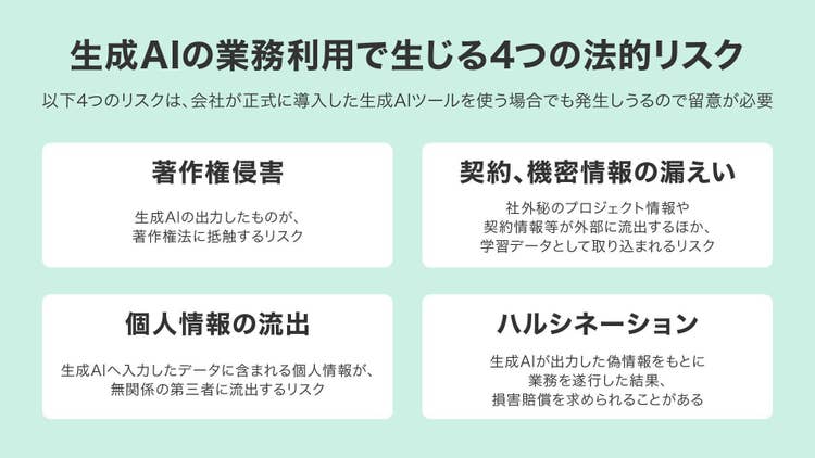 生成AIの業務利用で生じる4つの法的リスク