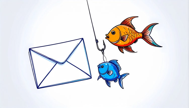 A fish and a hook next to a envelope AI-generated content may be incorrect.